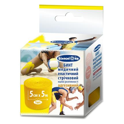 Кінезіо тейп ТМ “Білосніжка” 5см*5м (жовтий)