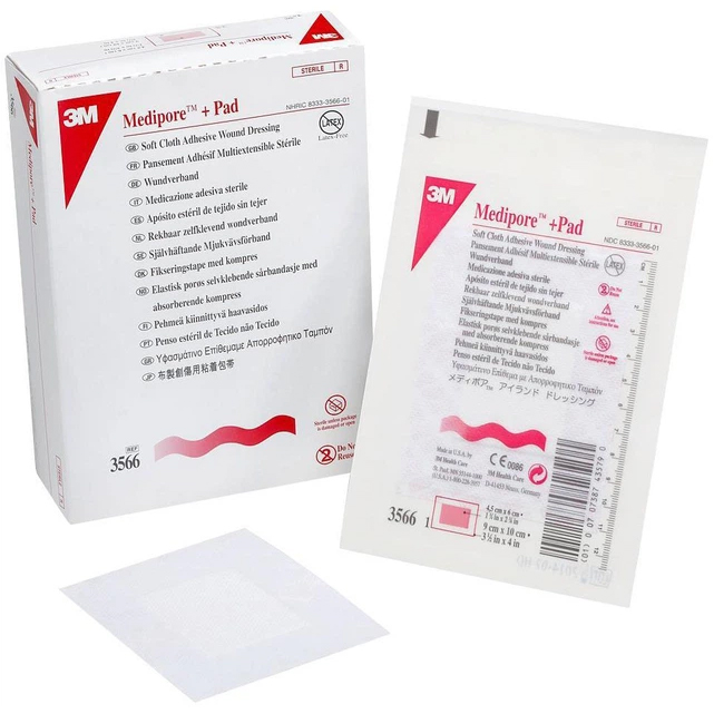 Адгезивна пов'язка для закриття ран 3M Medipore + Pad 10 х 10 см (3566E) №25