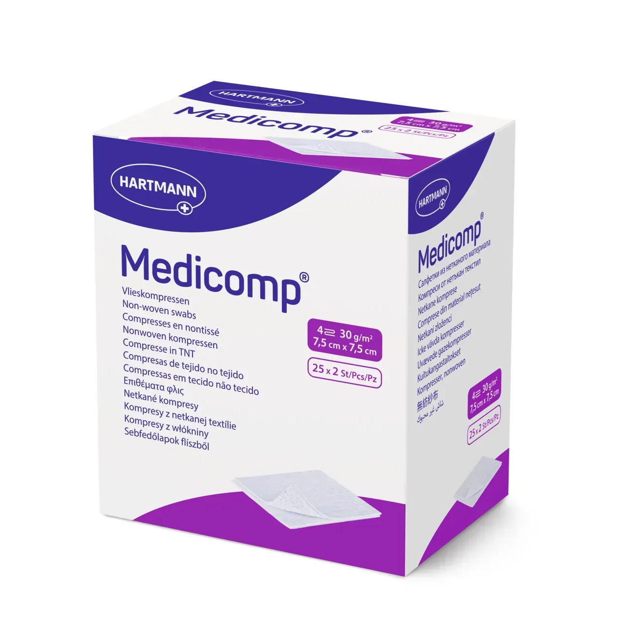 Серветка Медікомп (Medicomp) 7,5см*7,5см, 2шт. в пакунку
