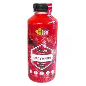 Натуральний сироп без цукру "SOLOSVIT" 500 мл Полуниця